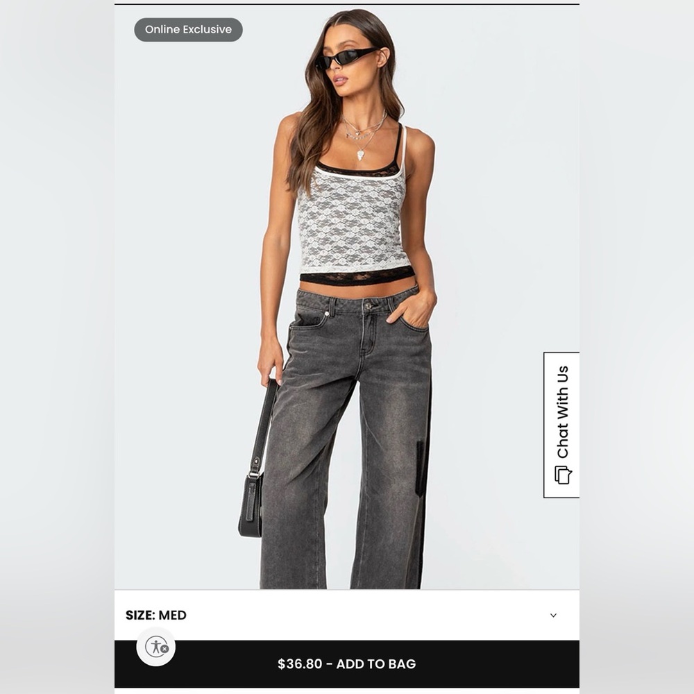 Edikted Wynnie Layered Lace Tank Top